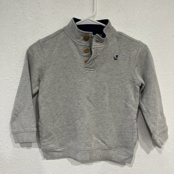 S1 Janie and Jack Boys Size 6 Gray Button Pullover Sweatshirt Sweater - Picture 1 of 6